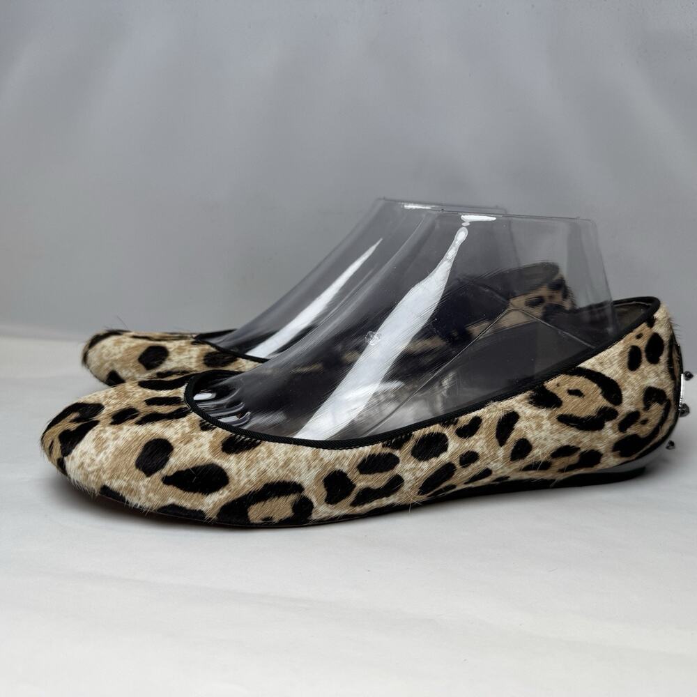Sam Edelman Joya Calf Hair Leopard Print Flats Womens‎ Sz 8.5 Spike Heel Accent
